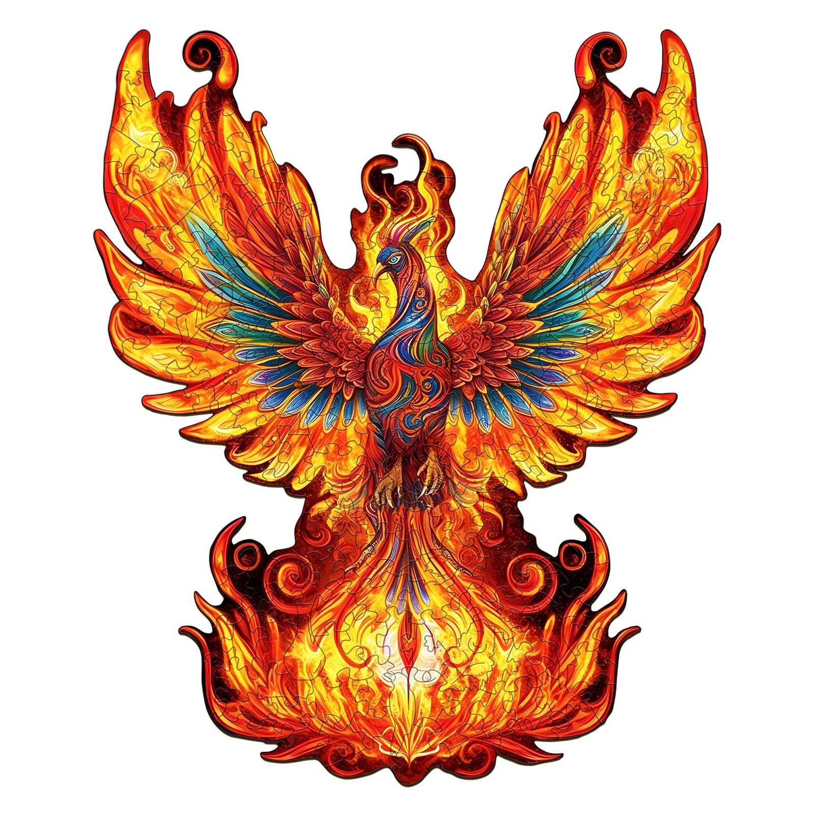 CHARMIBLE Wooden Jigsaw Puzzles for Adults, 36.5x30.3cm Phoenix Wooden Puzzles with Box, Wooden Puzzles for Adults and Kids, Perfect for Home Decor and Gifts (Flame Born Phoenix - 270pcs)