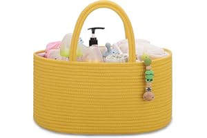 COMSE Baby Diaper Caddy Organizer, Diaper Basket, Baby Car Organizer, Diaper Change Organizer, Portable Tote Bag with Divider, Baby Shower Gifts Newborn Essentials Registry Must Have, Harvest Gold