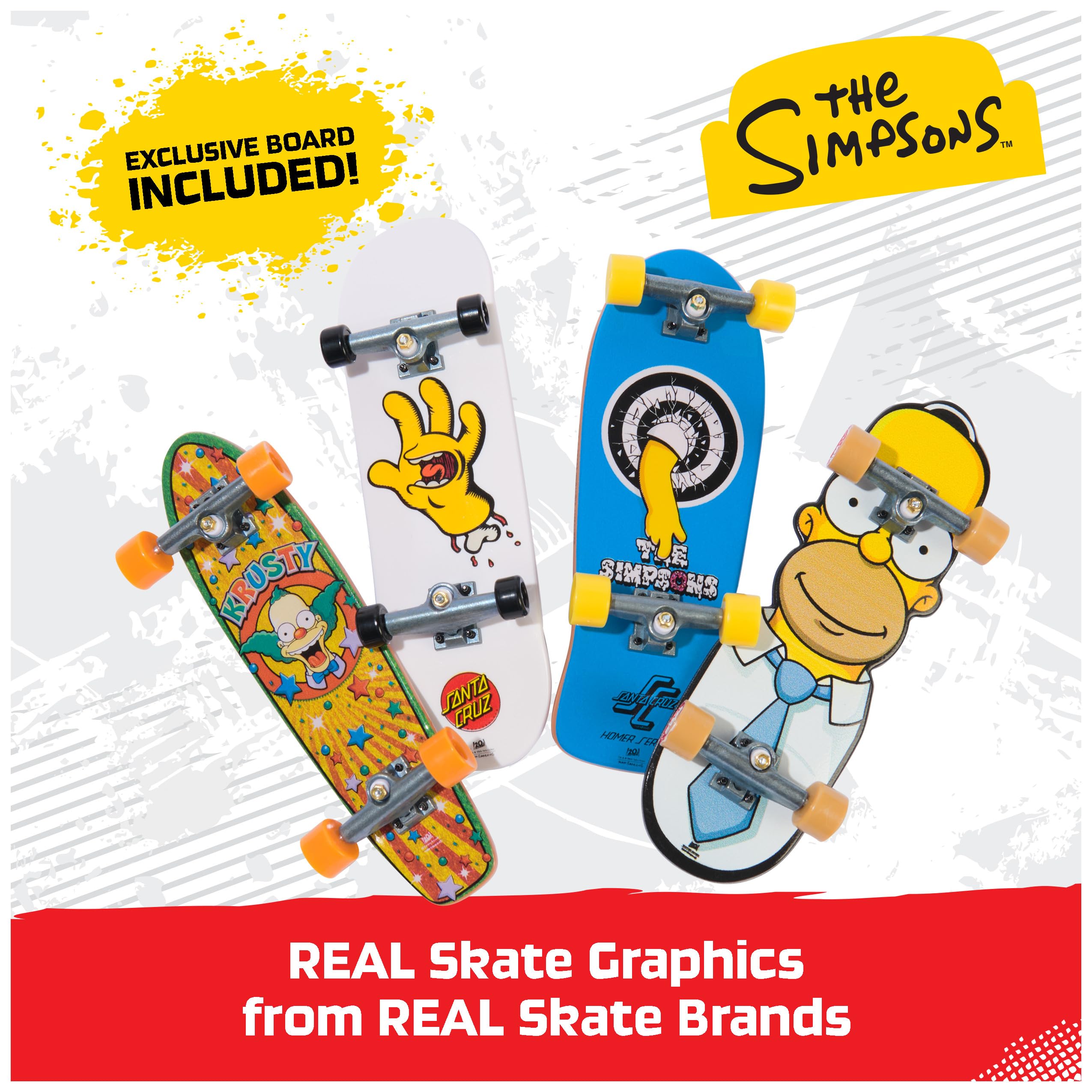 TECH DECK, Ultra DLX Fingerboard 4-Pack, Simpsons Skateboards, Collectible and Customizable Mini Skateboards, Kids Toys for Ages 6 and up
