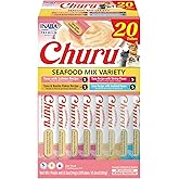 INABA Churu Cat Treats, Lickable, Squeezable Creamy Purée Cat Treat with Green Tea Extract & Taurine, 14 Grams Each Tube, 20
