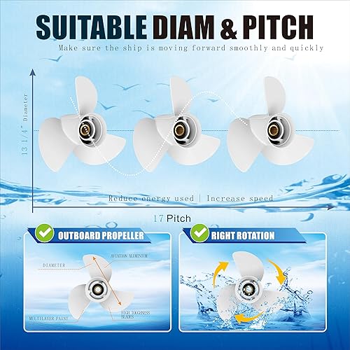 13 1/4x17-K Boat Motor Aluminum Propeller - Replaces Togo