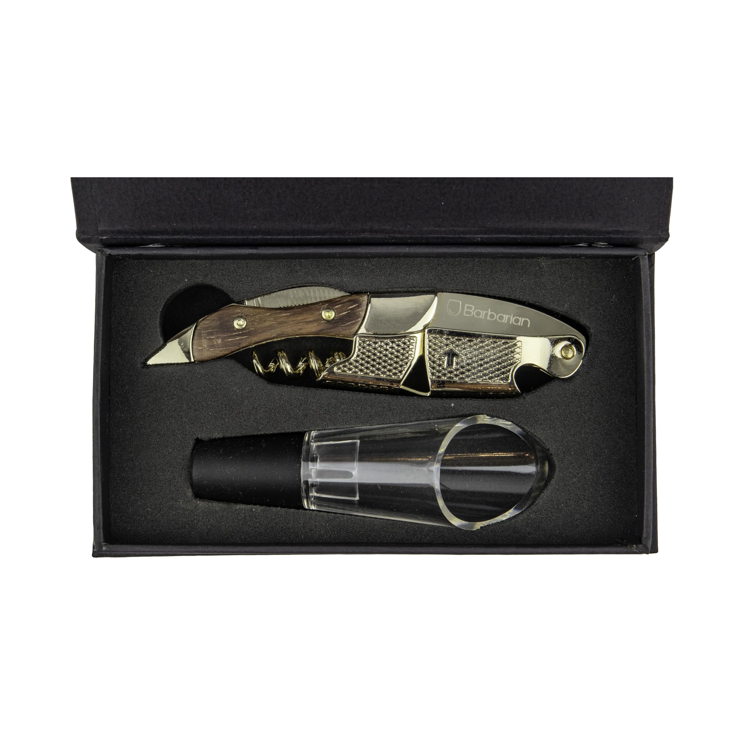 Barbarian Professional 3-in-1 Corkscrew with Gift Box and Wine Aerator- Stainless Steel Bartenders Waiters Beer Cap Bottles Remover