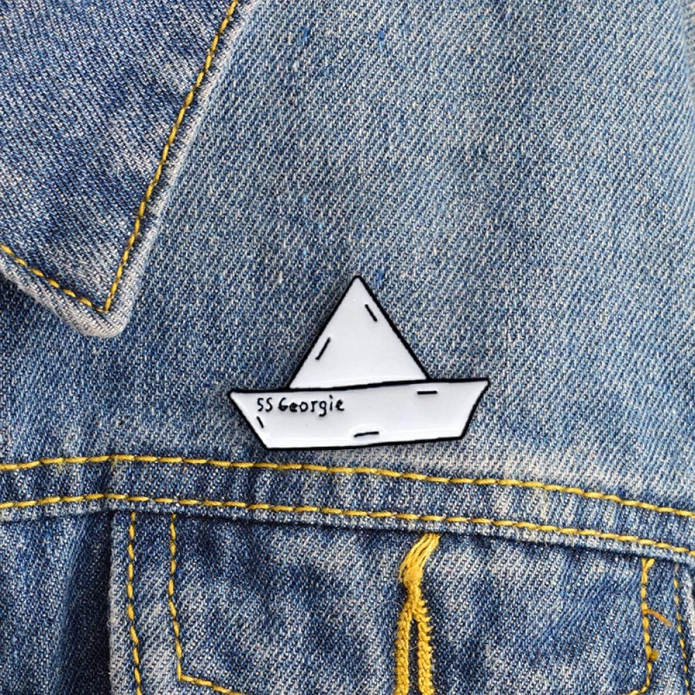 WYLBQM brooch Paper boat brooch SS George Steven King's IT cartoon enamel sweater shirt badge fan collection jewelry boy Origamits