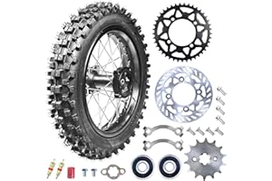 RUIQIMOTO 3.00-14 90/100-14 Dirt Bike Rear Rim Wheel Tire With 15mm Bearing for 125cc 140cc 150cc 160cc Kayo TT140 TTR125 RM80 RM85 KLX140R DB17 DB27 X-Motos Apollo RFZ DB-X18 SSR SR150 Baja Pit Bike