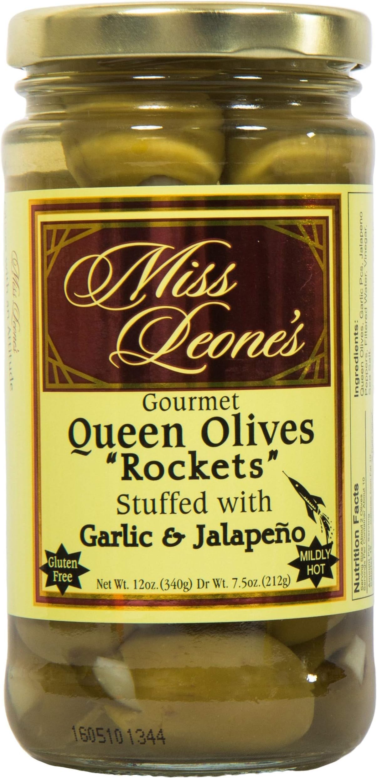 "Rockets" Double-Stuffed Jalapeno & Garlic Spanish Queen Olives 12 oz. Jar