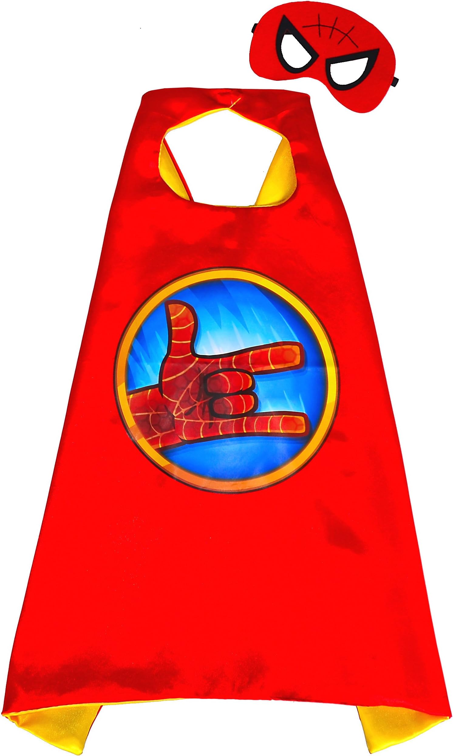 SPIDERMAN Red Cape and Mask for Kids Superhero - Boys Girls Superheroes Party Costume Children Fancy Dress up Capes for 2 to 11 years - Satin Double Layer - King Mungo - KMSC029