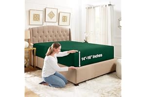 EMPYREAN BEDDING Empyrean King Fitted Sheet, Ultra Soft Microfiber 110 GSM Deep Pocket Fitted Sheet Only, Moisture Wicking Fits 14 to 16 Inches, Shrinkage & Fade Resistant, Corner Straps, Hunter Green