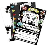 WERNNSAI Black Video Game Party Invitations - 20 PCS Fill-in Kids Birthday Invitations with Envelopes for Boys Game Theme Bir