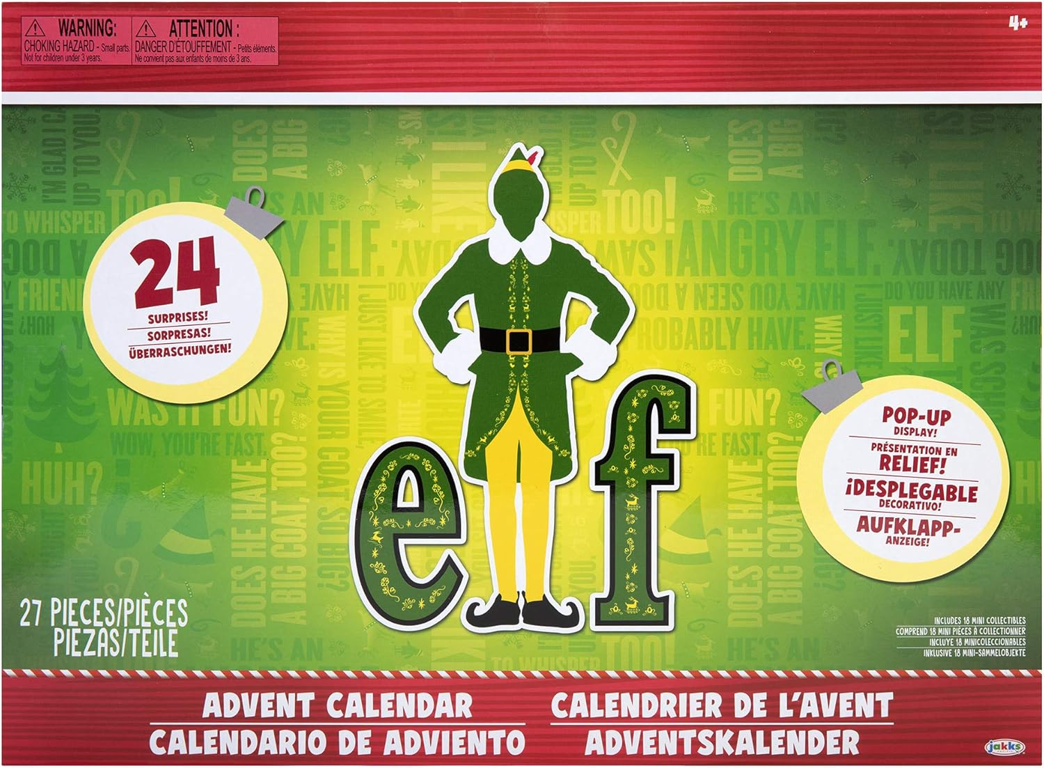 Advent Calendars - Jakks Holiday Elf Advent Calendar, Enjoy 24 Days of Fun Collectible Surprise Figures