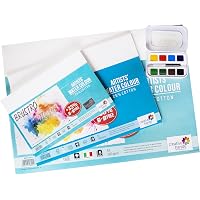 Brustro 300 GSM Watercolour Papers with Sennelier Aquarelle French Artists Watercolor Aqua-Mini Set