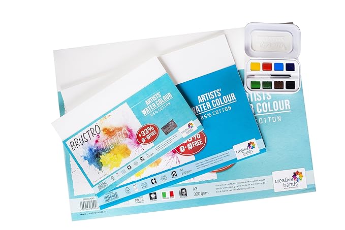 Brustro 300 GSM Watercolour Papers with Sennelier Aquarelle French Artists Watercolor