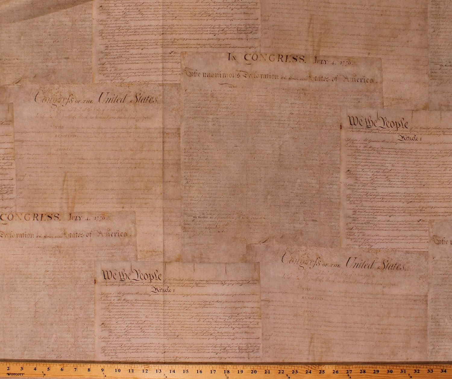 Amazon Com Cotton Patriotic Declaration Of Independence We The People Fourth Of July Usa American Patriots Digital Ecru Cotton Fabric Print By The Yard D469 18