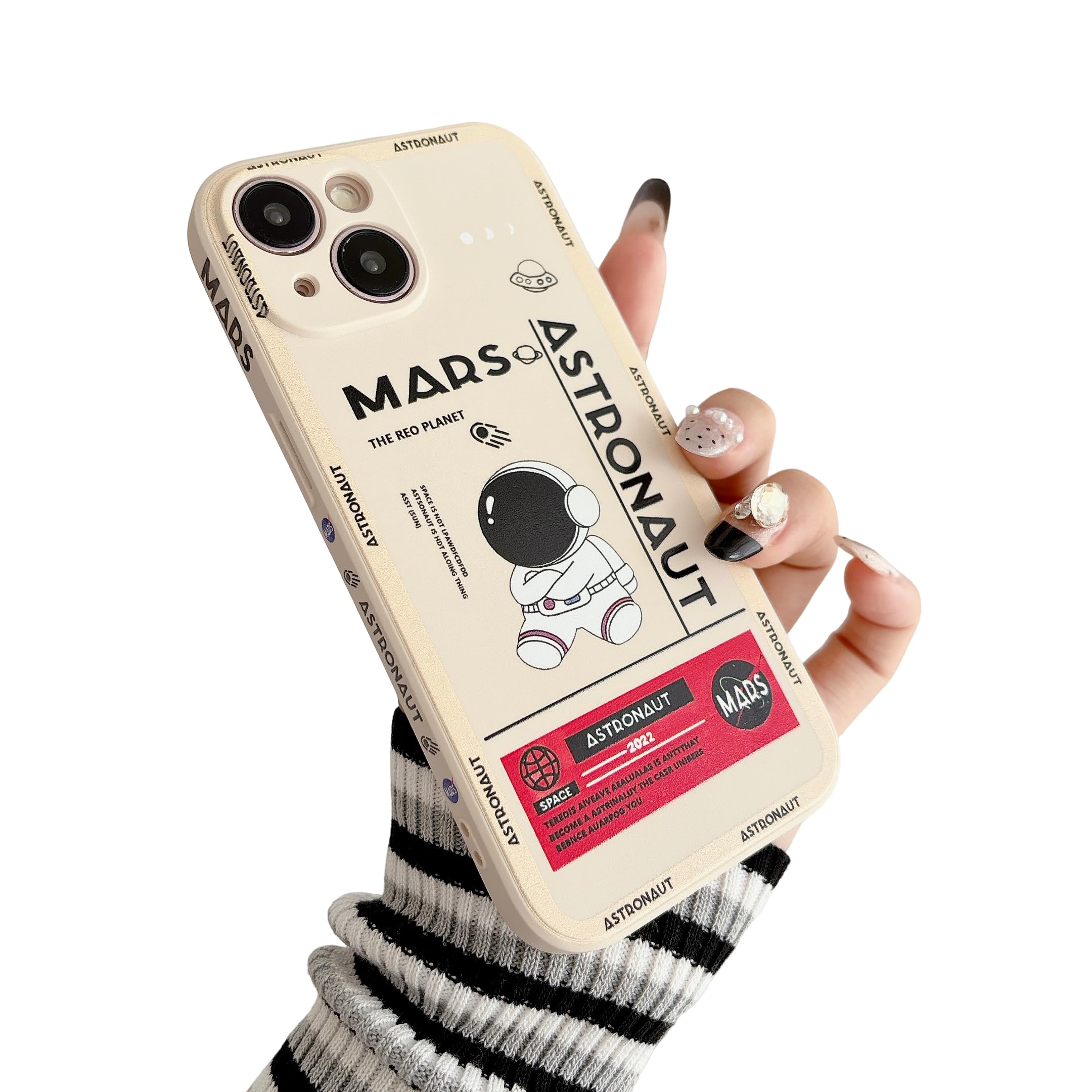 Yonds Queen Compatible with iPhone 13 mini Cute Case, Cool Cartoon Astronaut Space Rocket Design Stylish Bumper Soft TPU Rubber Protective Anti-Slip Shockproof Case(iPhone 13 mini, White) — image 1