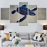 SIGNWIN 5 Panel Canvas Wall Art Alligators Closeup Dramatic Expressionism Hallway Minimalist Multicolor for Home Decorations Ready to Hang - 60