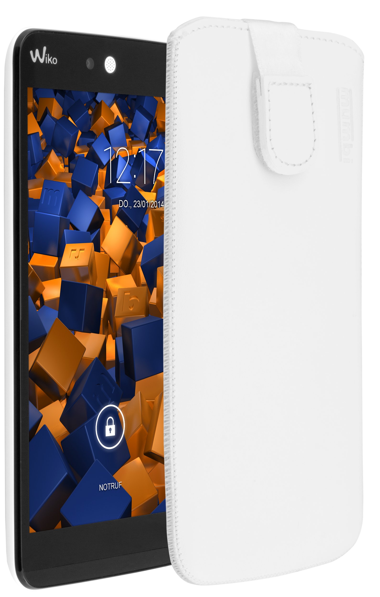 mumbi Genuine Leather Case Compatible with Wiko Rainbow Jam White