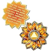 Personalized Sunflower Sobriety Coin - Colorful Glass Broken and Rebuilt AA Coins - Affirmation Addiction Sober NA AA Chips and Medallions - Living Clean Alcoholics Anonymous Gifts for Men Women