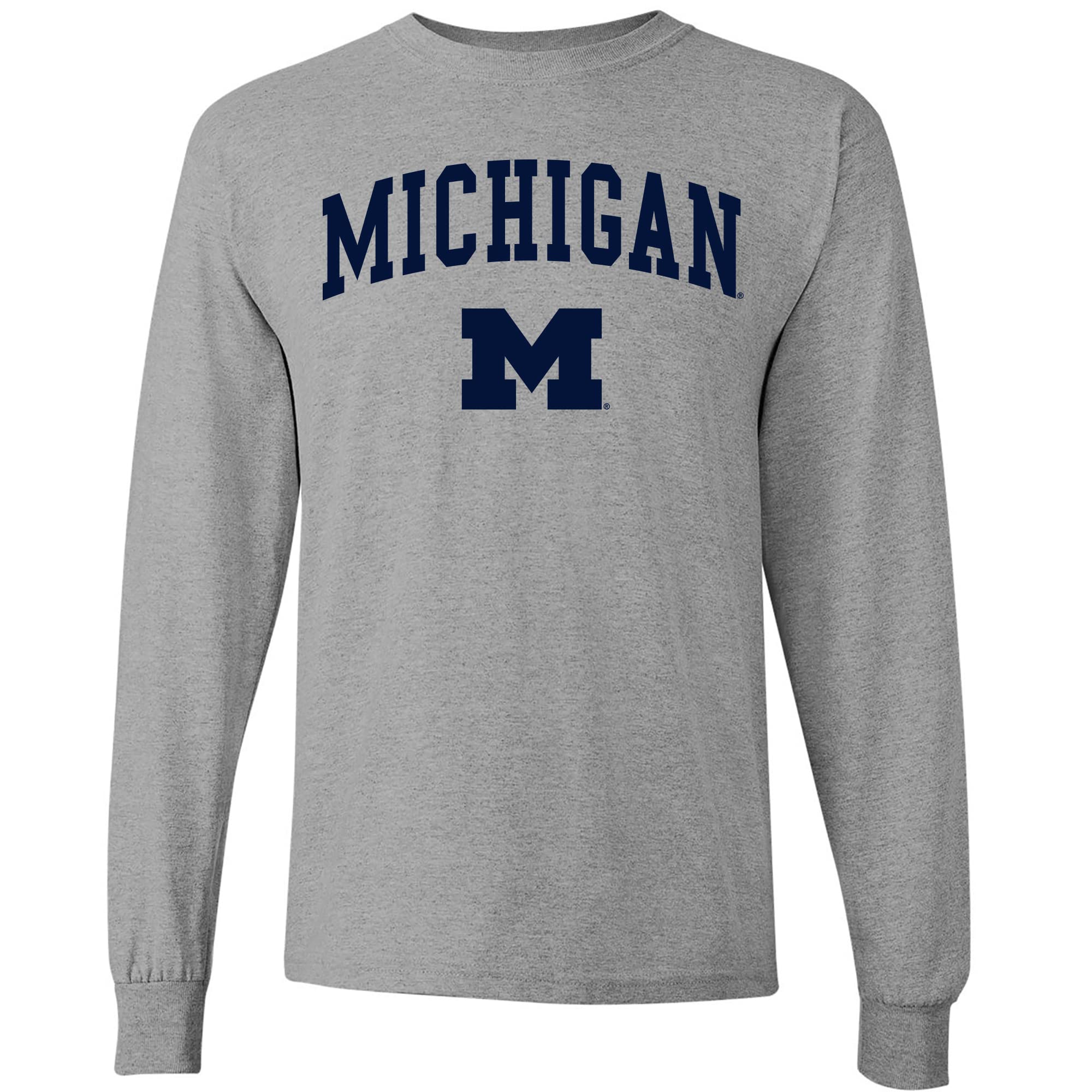 UGP Campus Apparel AL03 - Michigan Wolverines Arch Logo Long Sleeve T Shirt - Large - Sport Grey Image