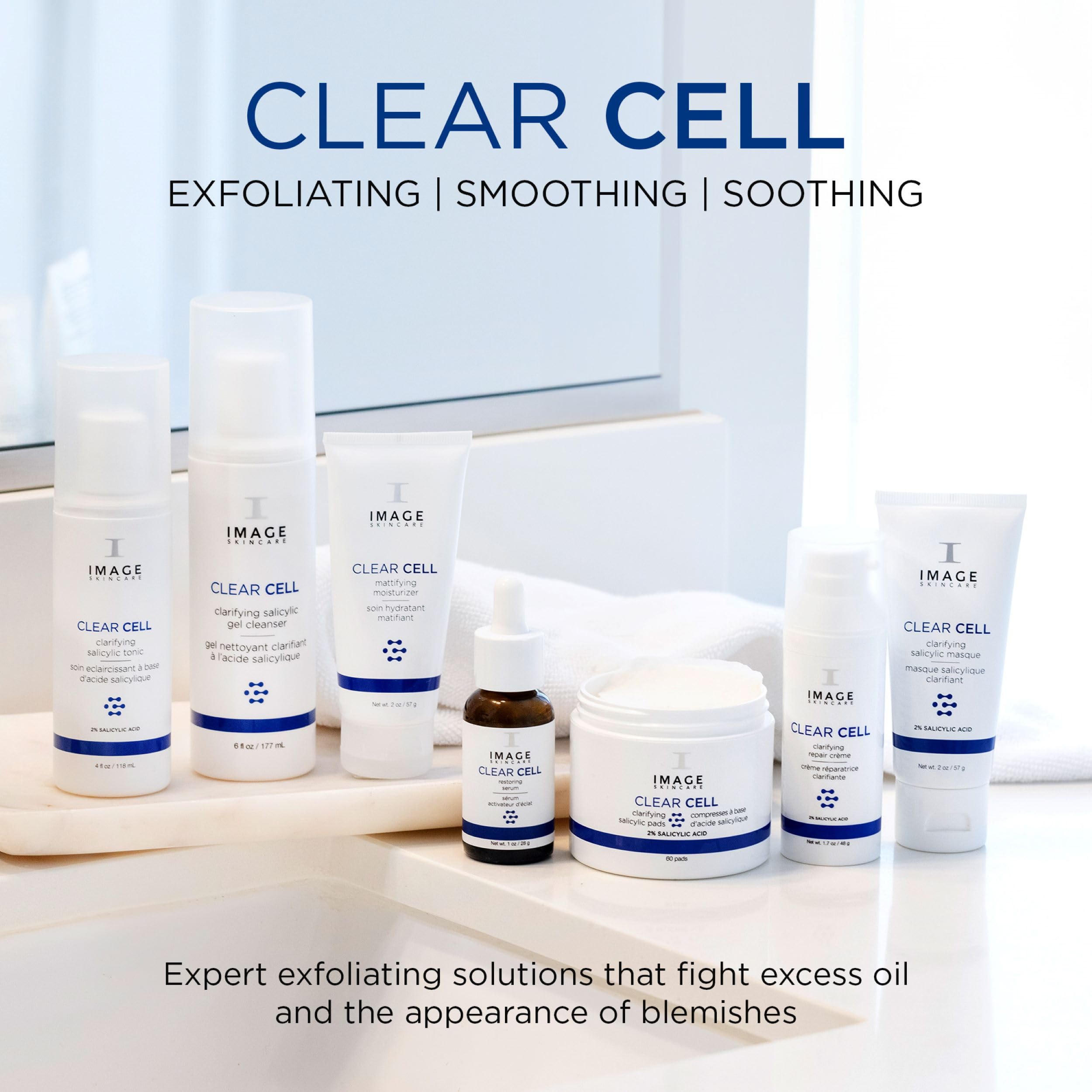 IMAGE Skincare, CLEAR CELL Clarifying Salicylic Masque, Exfoliating Kaolin Clay Facial Mask with Mattifying Effect, Targets Acne Prone Skin, 2oz