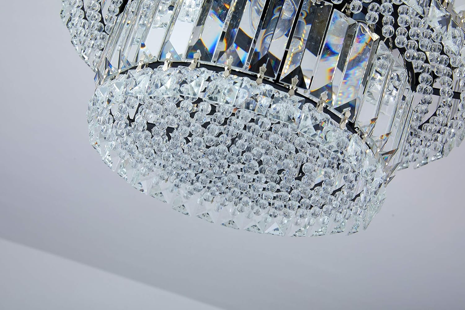 Berliget D15.7'' x H9.6'' Modern Glam Raindrop Black Crystal Flush Mount Chandelier, 6-Light Elegent Round Beaded Chandelier Ceiling Light Fixture for Bedroom Living Room Dining Room Bathroom Hallway: Home Improvement