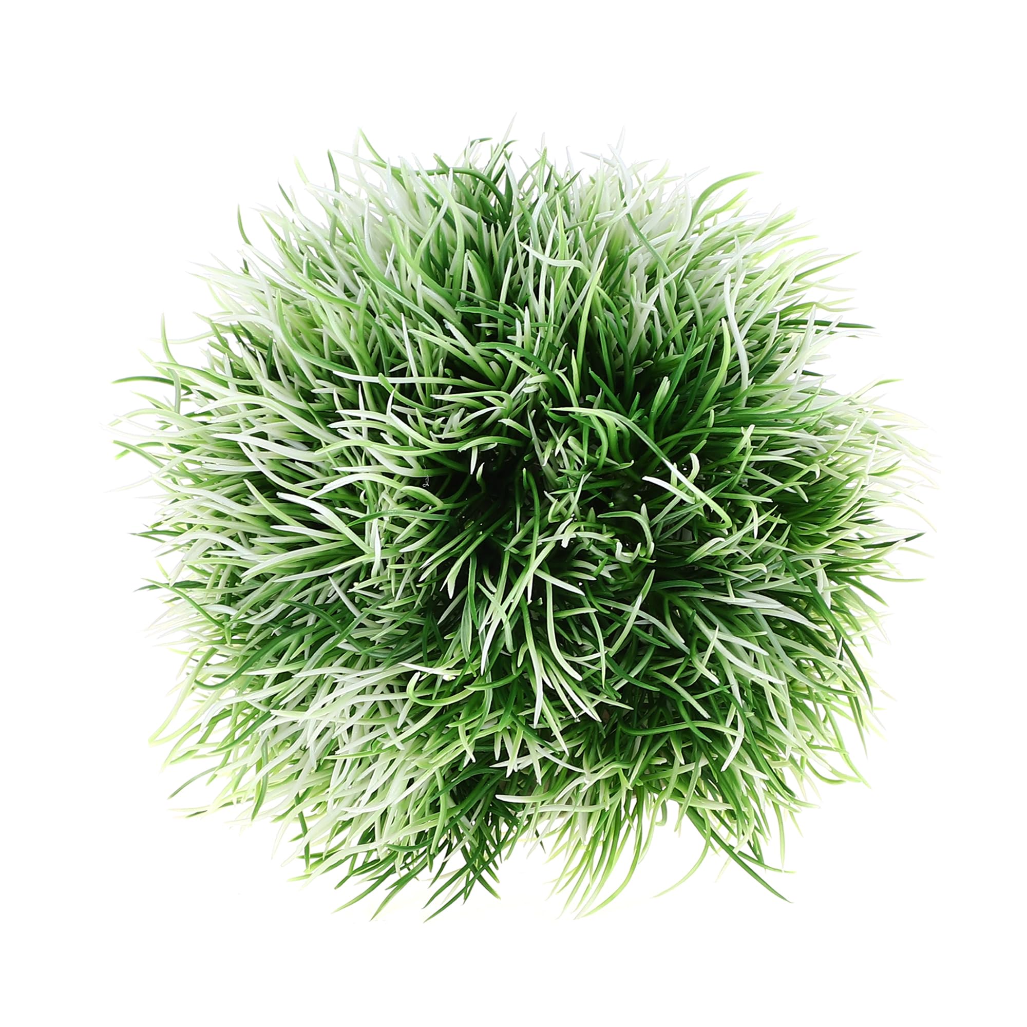 CAPASTEC Artificial Aquarium Grass Ball, Aquatic Plastic Small Grass Ball for Fish Tank Landscape Simulation Plants 5.31 Inch (Green White)