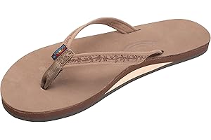 Rainbow Sandals Ladies Las Flores - Single Layer Premier Leather with a Floral 1/2" Narrow Strap
