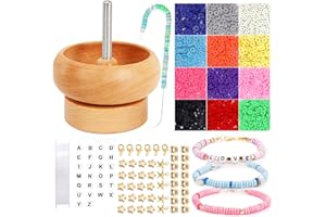 Karsspor Clay Beads Kit with Bead Spinner, Jewelry Making Bead Spinner with 2400 PCS Polymer Clay Beads, Big Eye Beading Needles, Bead Spinner for Clay Beads Jewelry Making