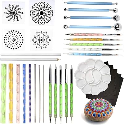 THE TWIDDLERS 35-Piece Mandala Dotting Tool Kit with Acrylic Paint Tray