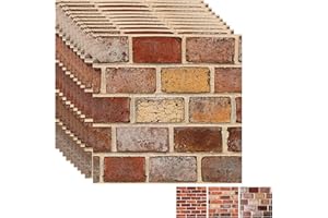 Ekezon 3D Wall Panels Peel and Stick, 3D Wall Panels Self Adhesive Waterproof 10PCS PVC 3D Brick Wallpaper Peel and Stick for Interior Wall Decor,Bedroom,Living Room Lobby 12''x12'' (Christmas Stone)