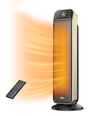 DREO Space Heater Indoor, 25" 11.5ft/s Fast Portable Room Heater with Remote and Thermostat, 3 Modes, Overheating & Tip-Over Protection, Electric Heaters for Indoor Use Large Room, Bedroom, Gold