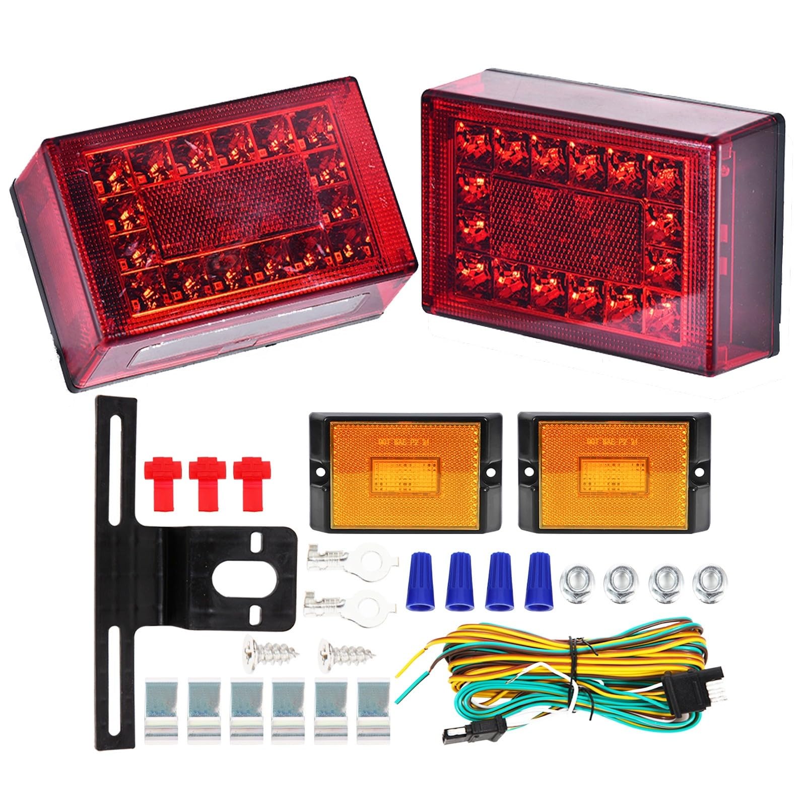 Photo 1 of Serlainxin 6inch Boat Trailer Lights Kit, Submersible Trailer Light LED Kit, 6" Rectangular Trailer Lights with Amber Marker Light Wiring Harness for 12V Boat Truck RV