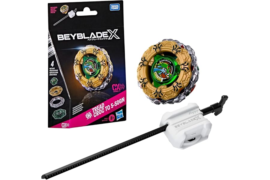 Beyblade X Tread Croc TQ 5-50GN CX Infinity Starter Pack Set | Takara Tomy Attack Type Top & Launcher, Battling Game Toys, Ages 8+