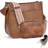 HKCLUF Crossbody Bag Purse for Women 2PCS/Set Leather Hobo Handbag Wallet Set With 2Adjustable Guitar Strap Shoulder Bag | Purse, 2PCS/Set, Leather, Wallet Set, Purse