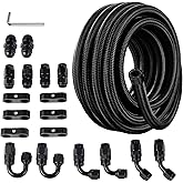 EVIL ENERGY 6AN Fuel Line Kit, 6AN Nylon Braided Fuel Line Hose Fitting Kit CPE 20FT Black