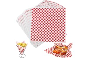 Tikxlafe 12x12 inch Checkered Dry Waxed Deli Paper, 100 Sheets Classic Checkered Wrapping Paper - Red