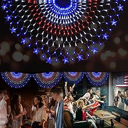 Qulist July 4th American Flag Lights, 250 LED