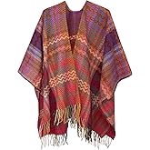 Urban CoCo Women's Vintage Pashmina Shawls and Wraps Open Front Poncho Cape for 2025 Fall Winter
