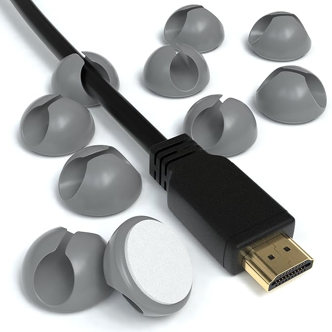 EAZY CASE 12x Kabelclips zur Kabelbefestigung, elastisch & selbstklebend I Kabel Befestigungsclips, Kabelhalter für Kabelmana