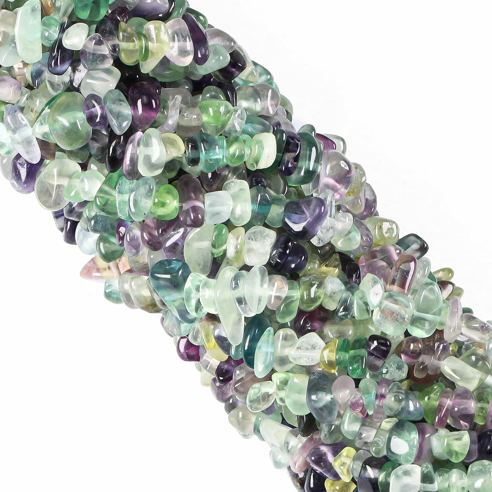 260pcs Natural Fluorite Crystal Beads Chips 5mm to 8mm Irregular Gemstone Beads with Holes DIY for Bracelet Necklace Earrings Jewellery Making Craft 32 inch — image 1