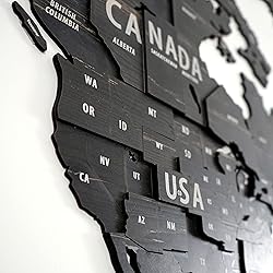 Multilayered 3D Wooden World Map, Travel Map with