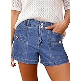 Astylish Women's High Waisted Shorts Jean Stretchy Casual Fashion Trendy Double Button Fly Denim Shorts