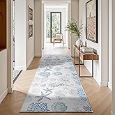 Dintszyayue 2x6 Runner Rug Nautical Beach Non Slip Washable Foldable Coastal Area Rugs for Hallway Laundry Room Bedroom Conch