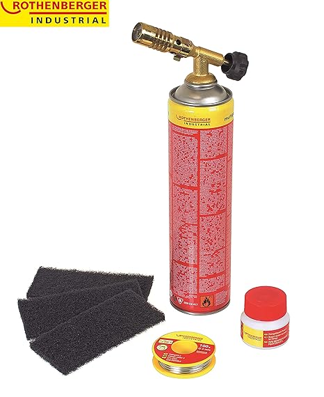ROTHENBERGER Industrial RoFix Set 1800 Lötbrenner 6-teiliges Komplettset, inkl. Feinregulierventil und Zubehör - 35513