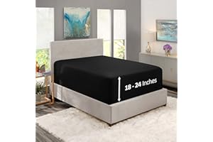 Nestl Black California King Fitted Sheet, Extra Deep Pocket Cal King Fitted Sheet Only, 1800 Microfiber Fitted Bed Sheet, Ultra Soft Fitted Sheet California King Fits up to 24 Inch Mattress