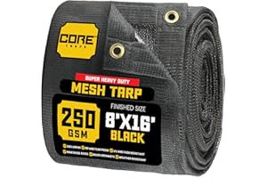 Core Tarps 60% Black Shade Cloth with Grommets - 8 X 16 FT Heavy Duty Mesh Tarp - Sun Shade Cloth for Garden Vegetables Plants Greenhouse Outdoors Backyard Fences Dump Trucks Patio Mesh Shade Tarp