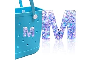 HLUWA Letter Charms for Bogg Bag, Alphabet Purple Star Sequin Lettering Accessories Charms for Bogg Bag and Simply Southern Bag, Insert Decorative Letter Charms for Handbag Beach Tote Bag.