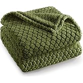 Exclusivo Mezcla Fleece Throw Blanket for Couch and Bed,Extra Soft Warm Decorative Fuzzy Throws for Women,Lightweight Cozy Blankets Size 50x60 Inches, Olive Green