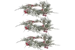 JECOMPRIS 3pcs Artificial Berry Candle Rings Wreaths Plastic Floral Candle Rings Reusable Xmas Tabletop