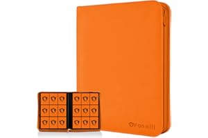 FONWILL 9 Pocket Card Binder, Premium Zip Trading Card Binder, 360 Double Sided Pocket PU Collection Binder, Collector Album, Card Folder for MTG, TCG, Sports Cards, (Orange)