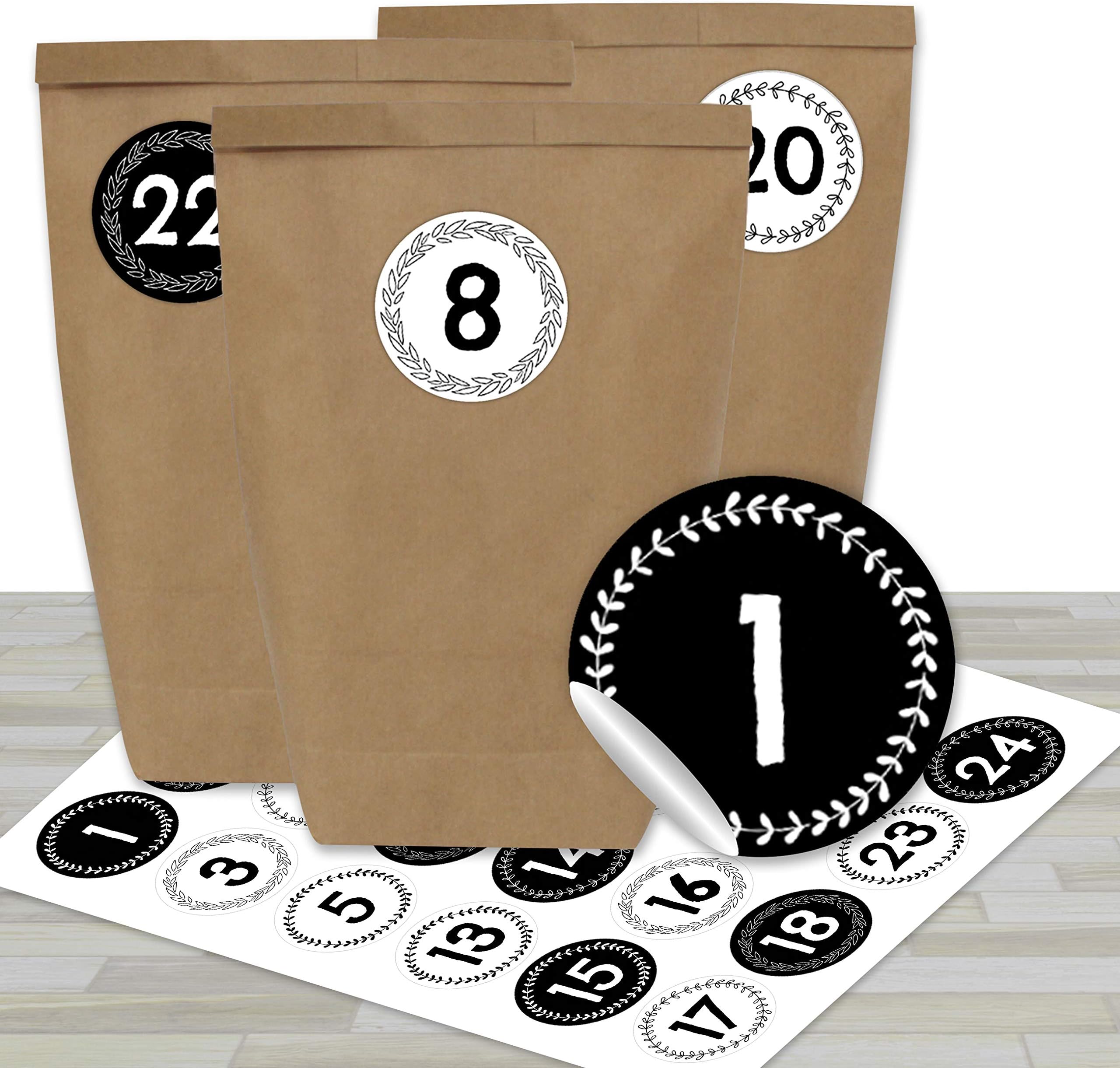 Papierdrachen Advent Calendar Mini Set with 24 Number Stickers and Paper Bags - DIY Set - for Making and Filling - Stickers No 41