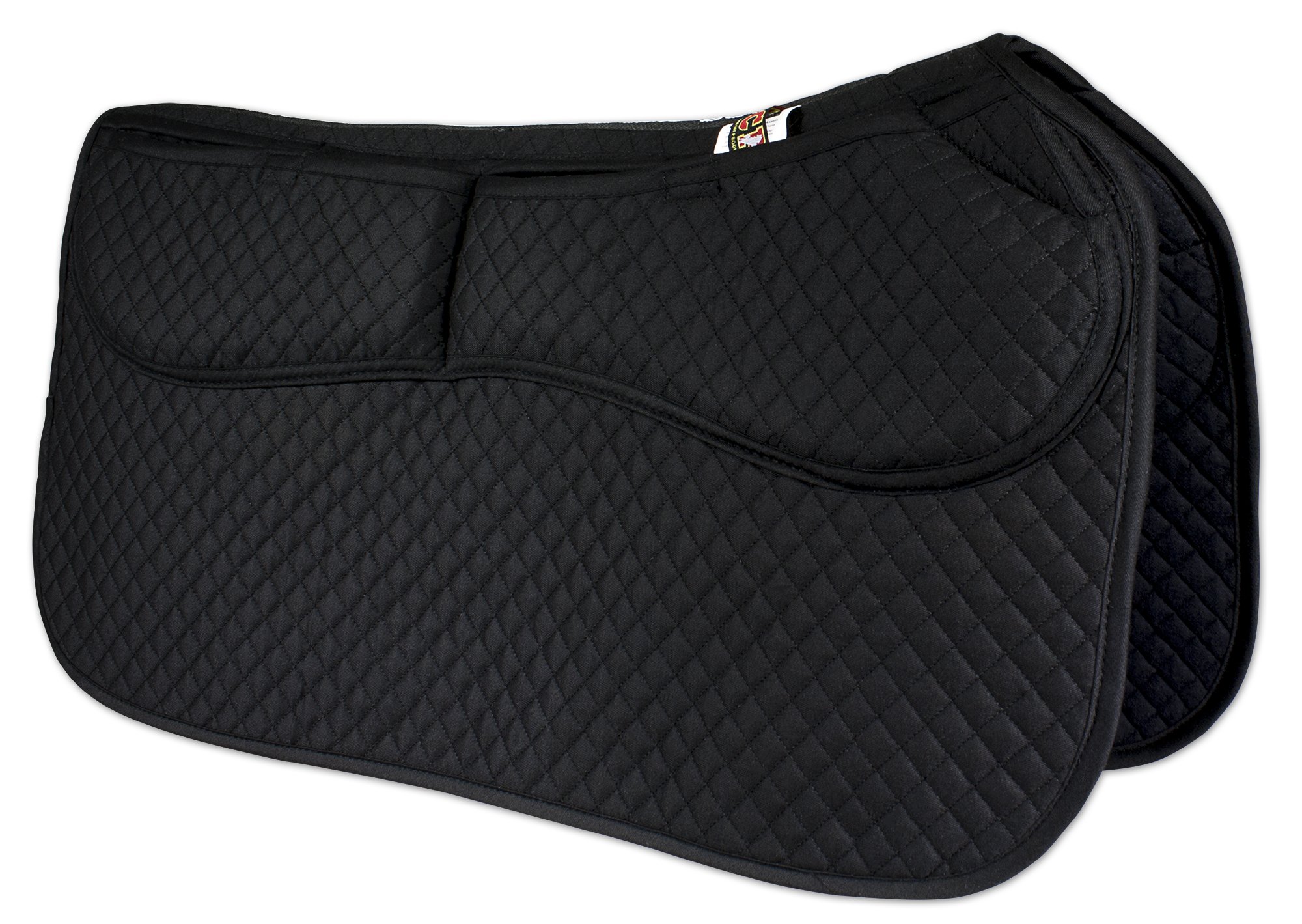 ECP Equine Comfort Products Thermoregulating Western Saddle Pad, Machine Washable Contoured Fit, Water Absorbing, Therapeutic, Shock Absorbing with Adjustable Memory Foam Shims, Black